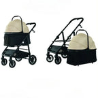 High-View Dog & Cat Stroller with Detachable Portable Carrier