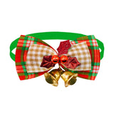 Christmas Bow Tie Collar with Bell (Red & Plaid Design)