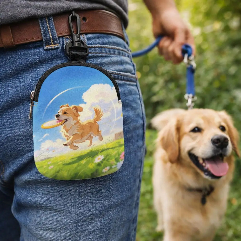 Dog Training Treat Bag (Large Capacity, Cartoon Print, Waterproof, Hook Buckle)
