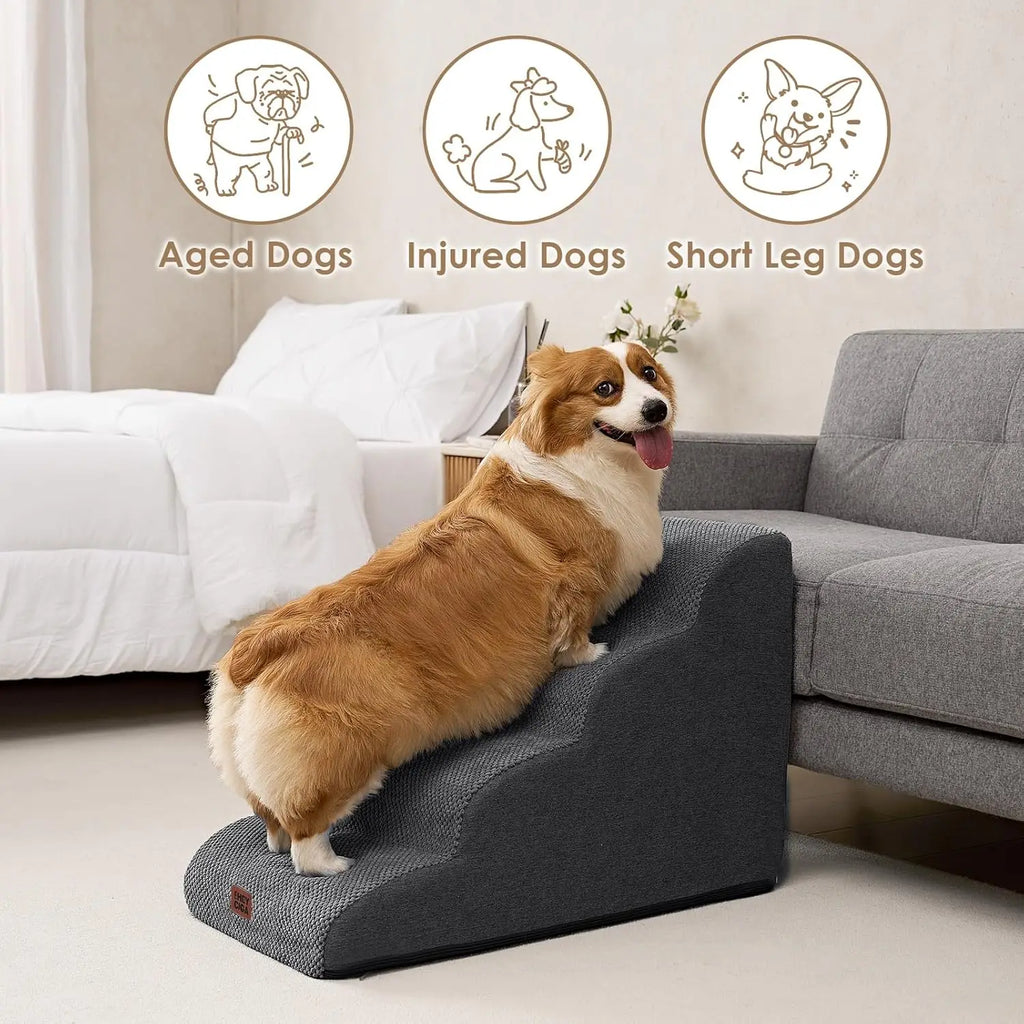 Curved Pet Stairs for High Beds (4-Step)