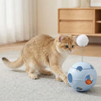 Auto-Rotating Spring Cat Toy with Feather & Bell — Self-Righting Tumbler