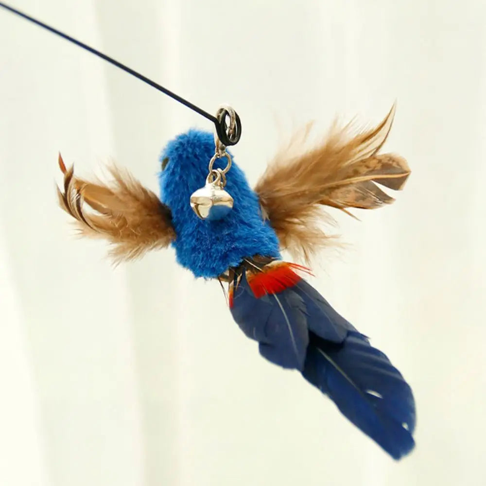 Plush Bird Head Teaser Wand — Suction Cup or Handheld Cat Toy
