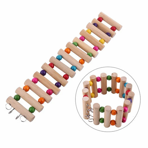 Wooden Climbing Stairs & Seesaw Toy — Activity Set for Small Pets & Birds