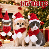 Christmas Pet Costume Set (Santa Hat & Scarf, Adjustable)