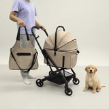 Pet Stroller Aluminum Frame One-Click Adjustable Comfortable One-Hand Folding Compact Travel For Dogs Cats
