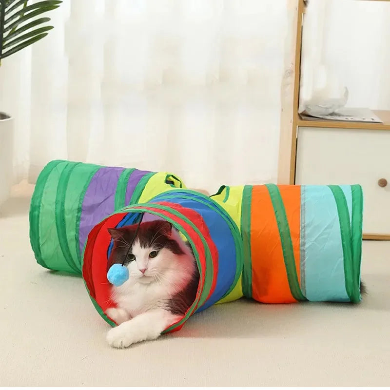 Foldable Crinkle Cat Tunnel — S, T & Y-Shape Multi-Path Play Tube