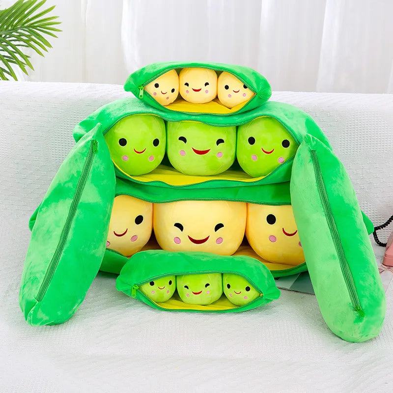 Pea Pod Plush Cat Toy — Cute Stuffed Bean Doll for Play & Decor