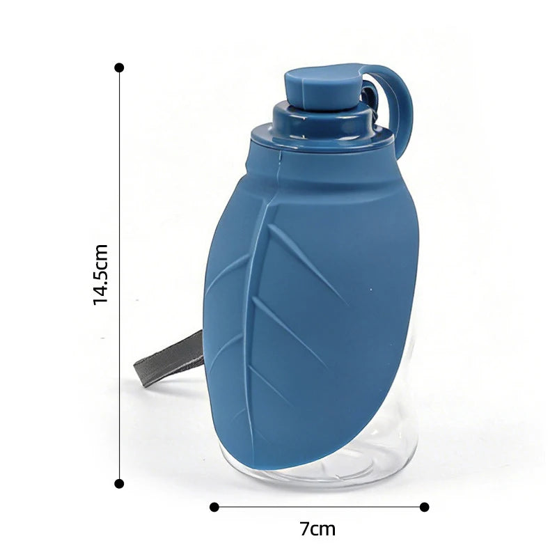 Foldable Dog Water Bottle (300ml, Silicone, Leaf Design, Outdoor)