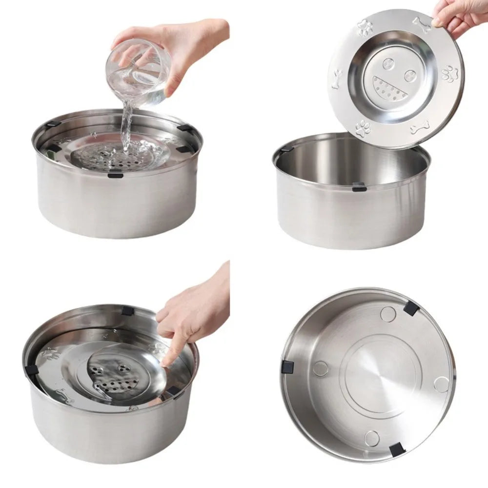 Stainless Steel Anti-Spill Dog Water Bowl (Non-Slip, Portable)