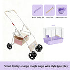 Foldable Lightweight Pet Stroller with Storage Space for Parrots, Dogs & Cats — Portable Outdoor Cart
