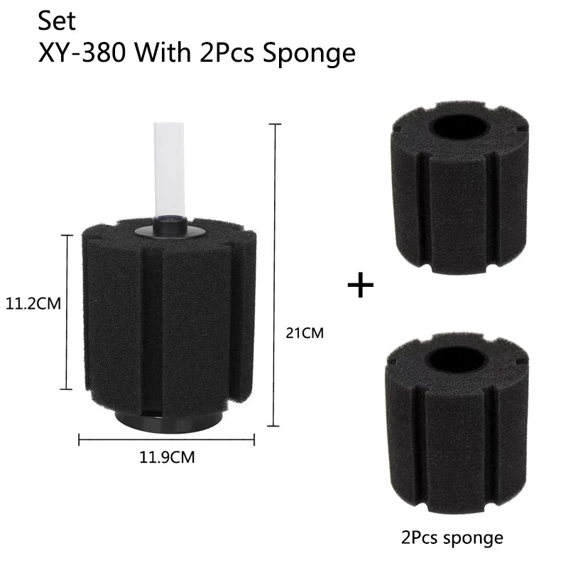 Black Bio Sponge Aquarium Filter (Air Pump Driven, Corner Skimmer, Bio Media)