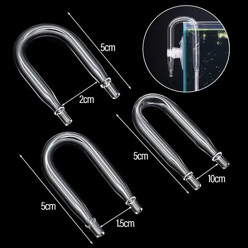 Aquarium U-Shaped Glass CO2 Tube Connector (Check Valve, CO2 Diffuser)