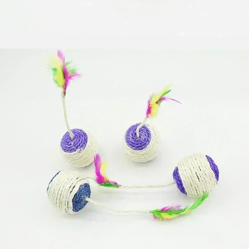 Sisal Feather Scratching Ball — Interactive Toy for Kittens
