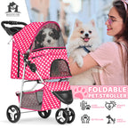 Magshion Foldable 3-Wheel Pet Jogger Stroller with Storage Basket & Cup Holder