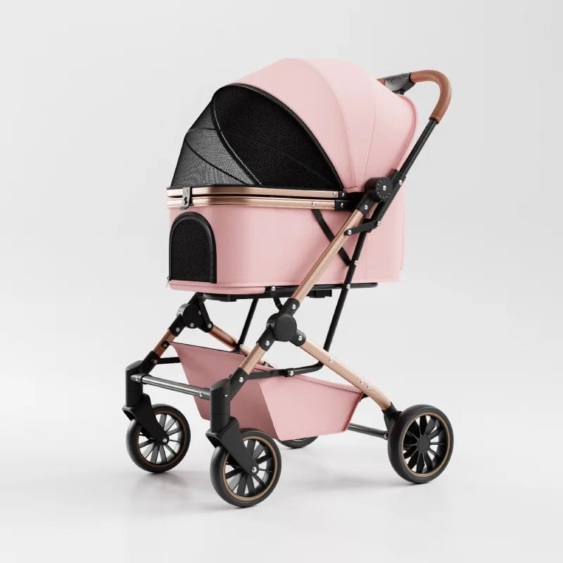 Large-Space Shockproof Breathable Lightweight Pet Stroller with One-Click Fold for Small & Medium Dogs & Cats