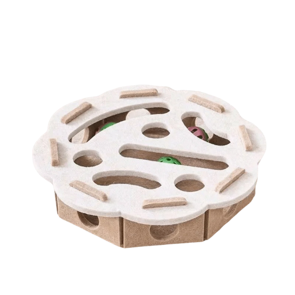 Cat Scratching Post with Felt Puzzle Box — 2-in-1 Enrichment Toy