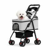 Pet Stroller with Detachable Carrier Ventilated Foldable Pet Stroller Dog Pram Breathable One-Hand Folding for Small Dogs