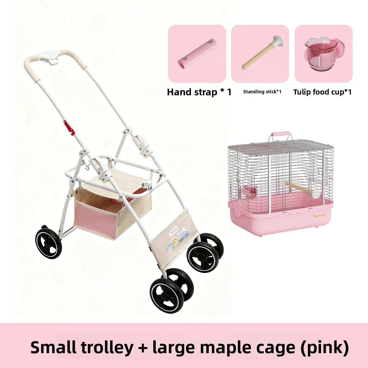 Foldable Lightweight Pet Stroller with Storage Space for Parrots, Dogs & Cats — Portable Outdoor Cart