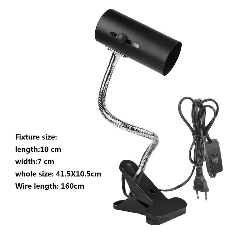 360° Rotating E27 Lamp Holder — Clip-On Reptile Heat & UV Fixture