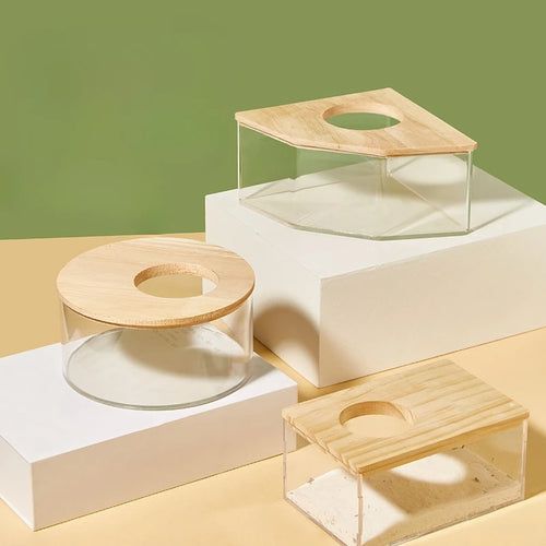 Transparent Hamster Sand Bath & Toilet — Dual-Purpose Box