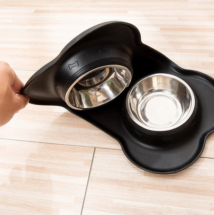 Stainless Steel Double Pet Bowl Set