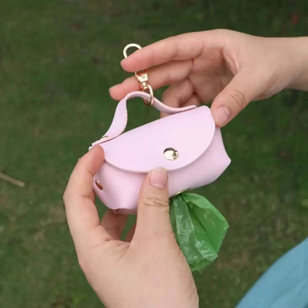 Leather Pet Waste Bag Dispenser with Keychain (Multi-Color, Lightweight)