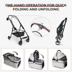 4-Wheel Pet Stroller with 360-Degree Rotating Wheels & Separable Carrier for Dogs & Cats