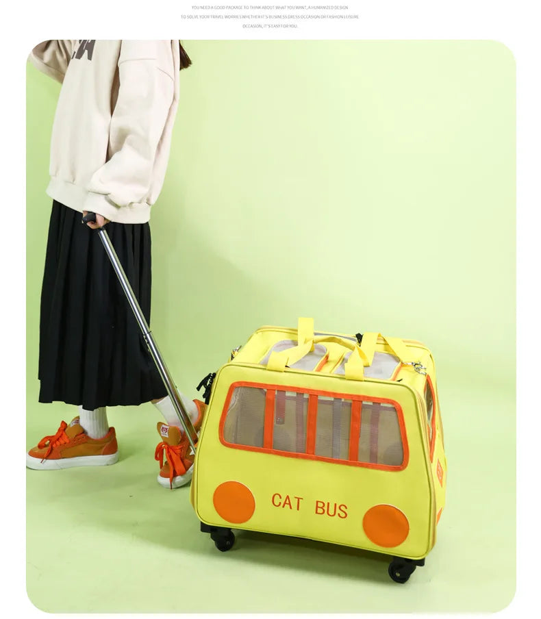 Multifunctional Foldable Pet Travel Trolley Case & Luggage Carrier for Cats & Dogs