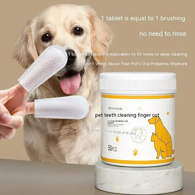 Disposable Pet Hygiene Finger Wipes — Oral, Ear & Eye Cleaning, 50-Count