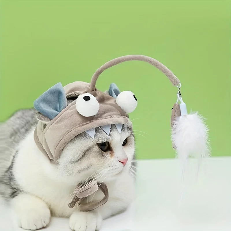 Adjustable Cat Headwear Teaser — Hands-Free Self-Chase Toy