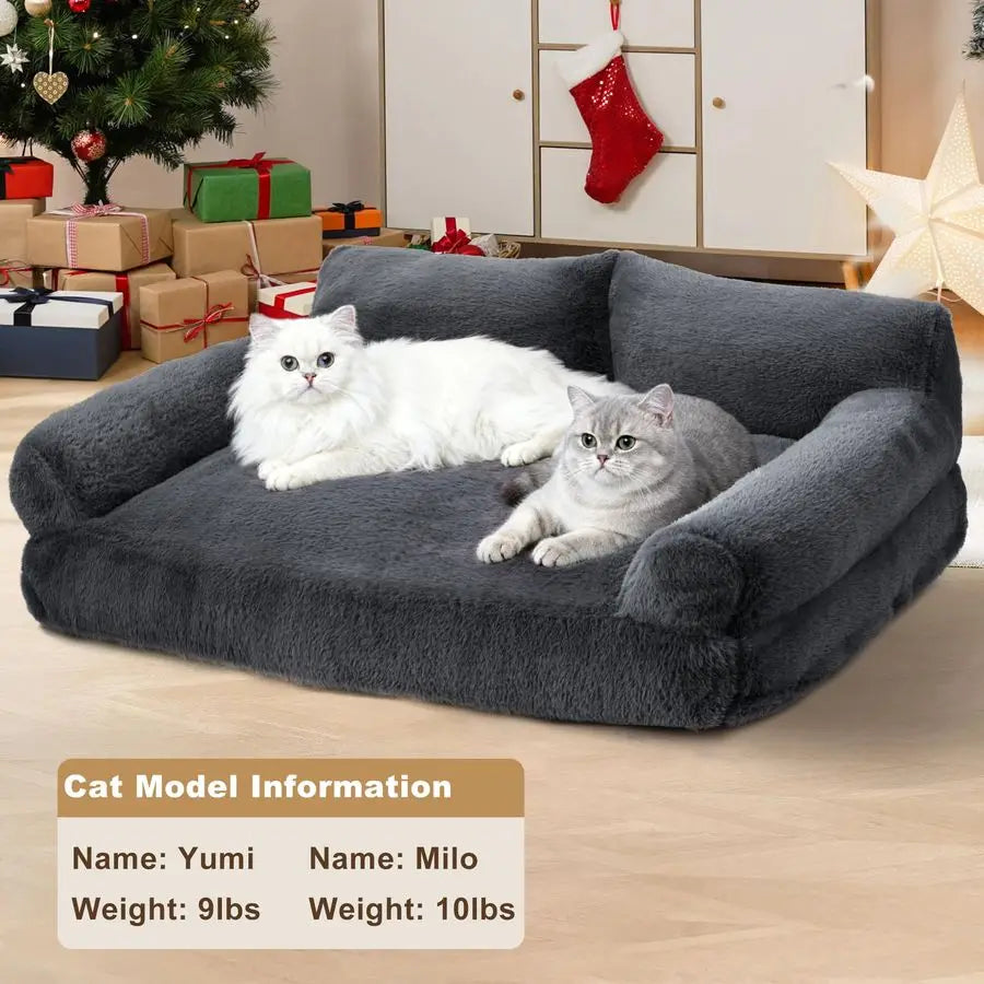 Plush Cat & Dog Couch Bed with Washable Cover