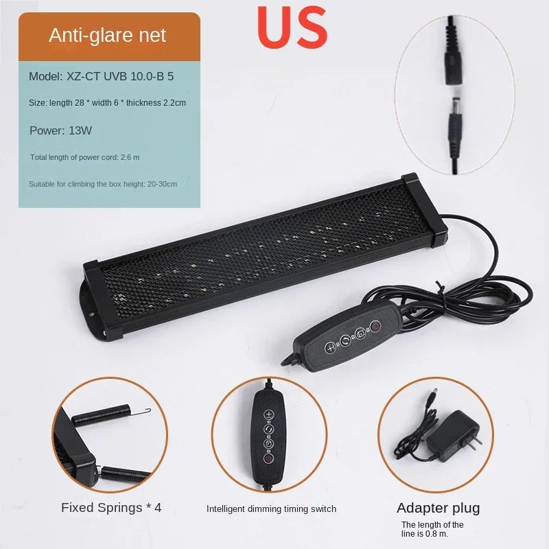 UVA+UVB Full Spectrum LED Reptile Light — 10.0/20.0 Sunbathing Lamp