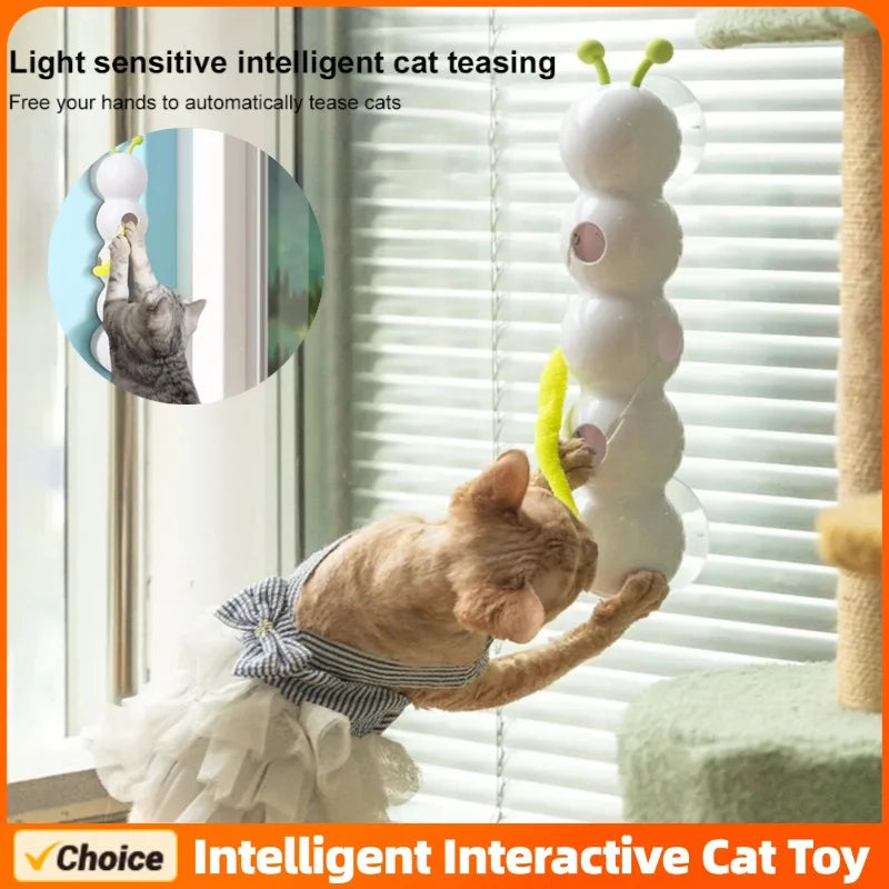 Motion-Activated Pop-Up Caterpillar Cat Teaser — Auto-Emerging Sensor Toy for Kittens