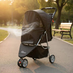 3-Wheel Single-Button Foldable Pet Carriage for Dogs & Cats — Lightweight Breathable Mesh Carrier