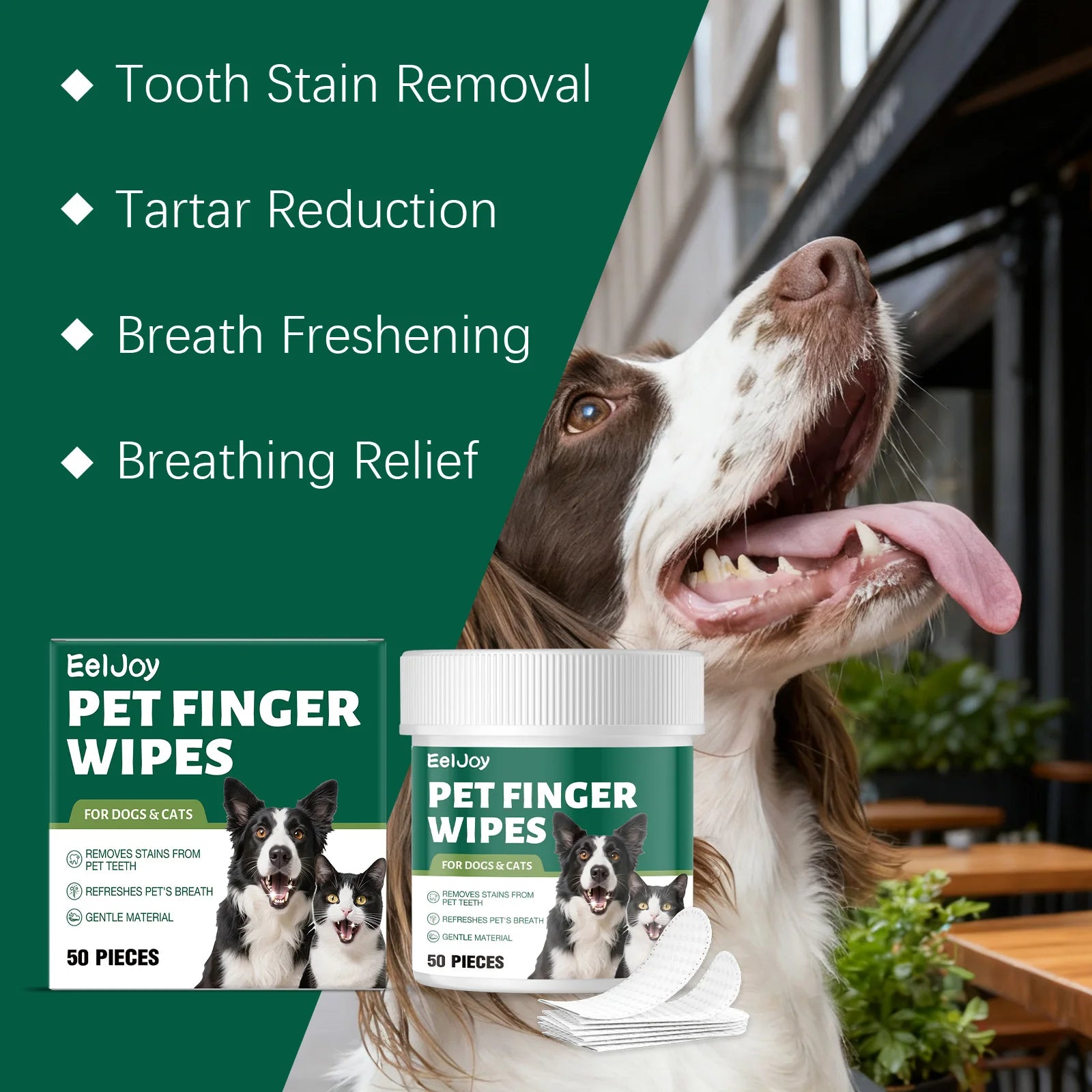 Pet Teeth Cleaning Wipes — Removes Food Residue & Freshens Breath