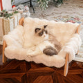 Raised Solid Wood Pet Couch Bed for Cats & Small Dogs