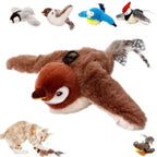 Touch-Activated Flapping Bird Cat Toy — Hangable USB Chirping Sparrow