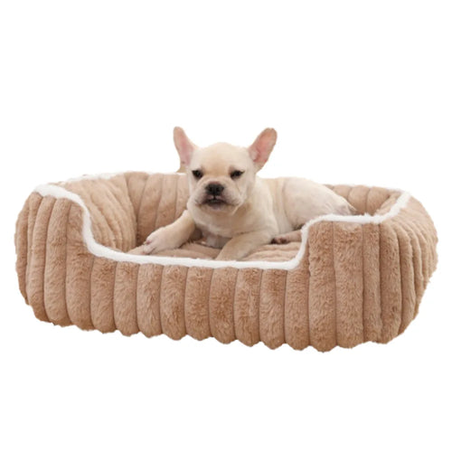 Plush Faux Fur Square Pet Bed, All-Season