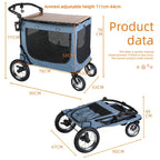 Multifunctional Camping Cart & Large Pet Stroller Trolley with Wooden Table Top for Dogs