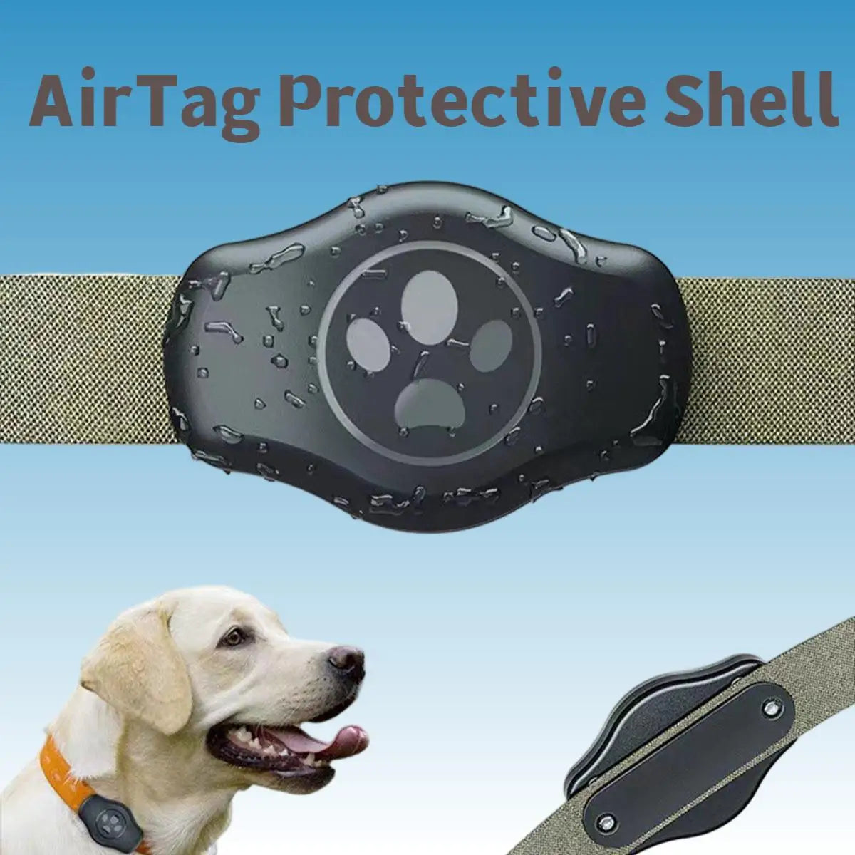 JUSTLAN IPX8 Waterproof AirTag Case for Cats & Dogs - Anti-Loss Collar GPS Tracker Shell