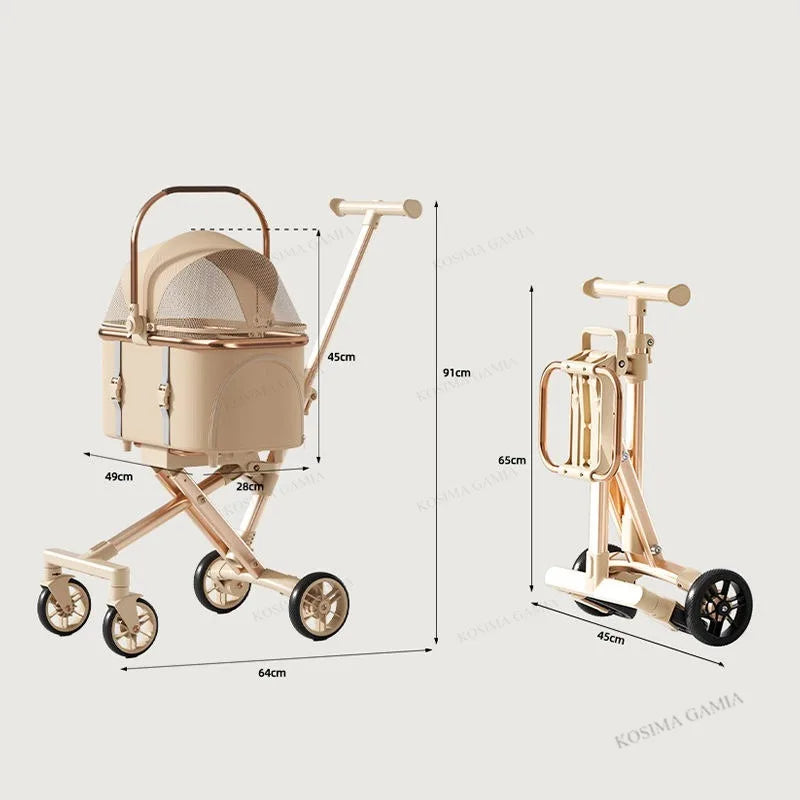 One-Click Separable Lightweight Universal Pet Stroller for Cats & Dogs — Portable Foldable Travel Cart