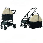 Lightweight High-View Pet Stroller with Detachable Carrier for Cats & Dogs