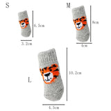 Winter Dog Socks 4-Pack (Anti-Slip Tiger Design Booties)