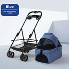 4-Wheel Folding Pet Stroller with Detachable Carrier (3-in-1)