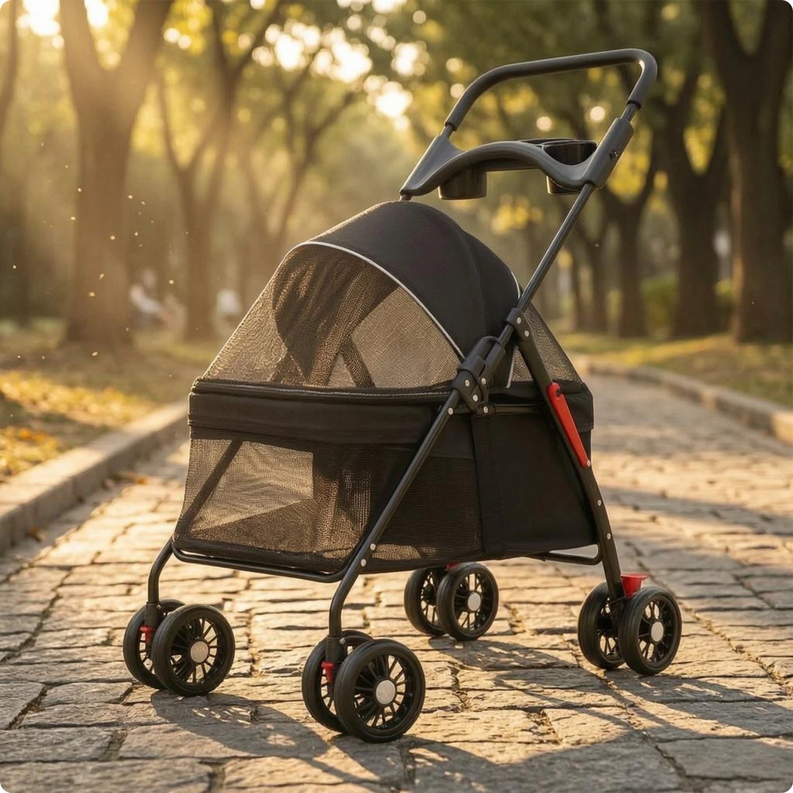 Foldable Compact Ventilated Lightweight Pet Stroller for Cats — Outdoor Walking & Travel