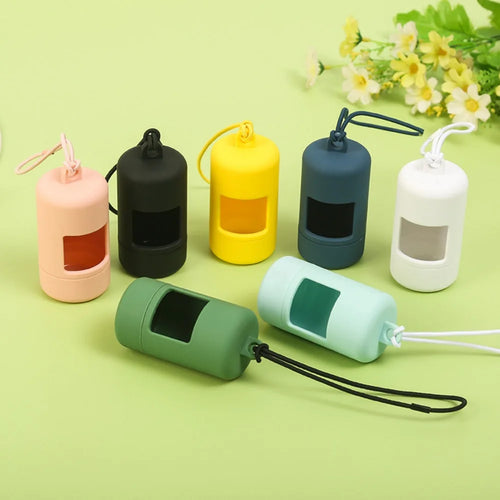 Candy Color Dog Poop Bag Dispenser Set (Portable, Hanging Rope)