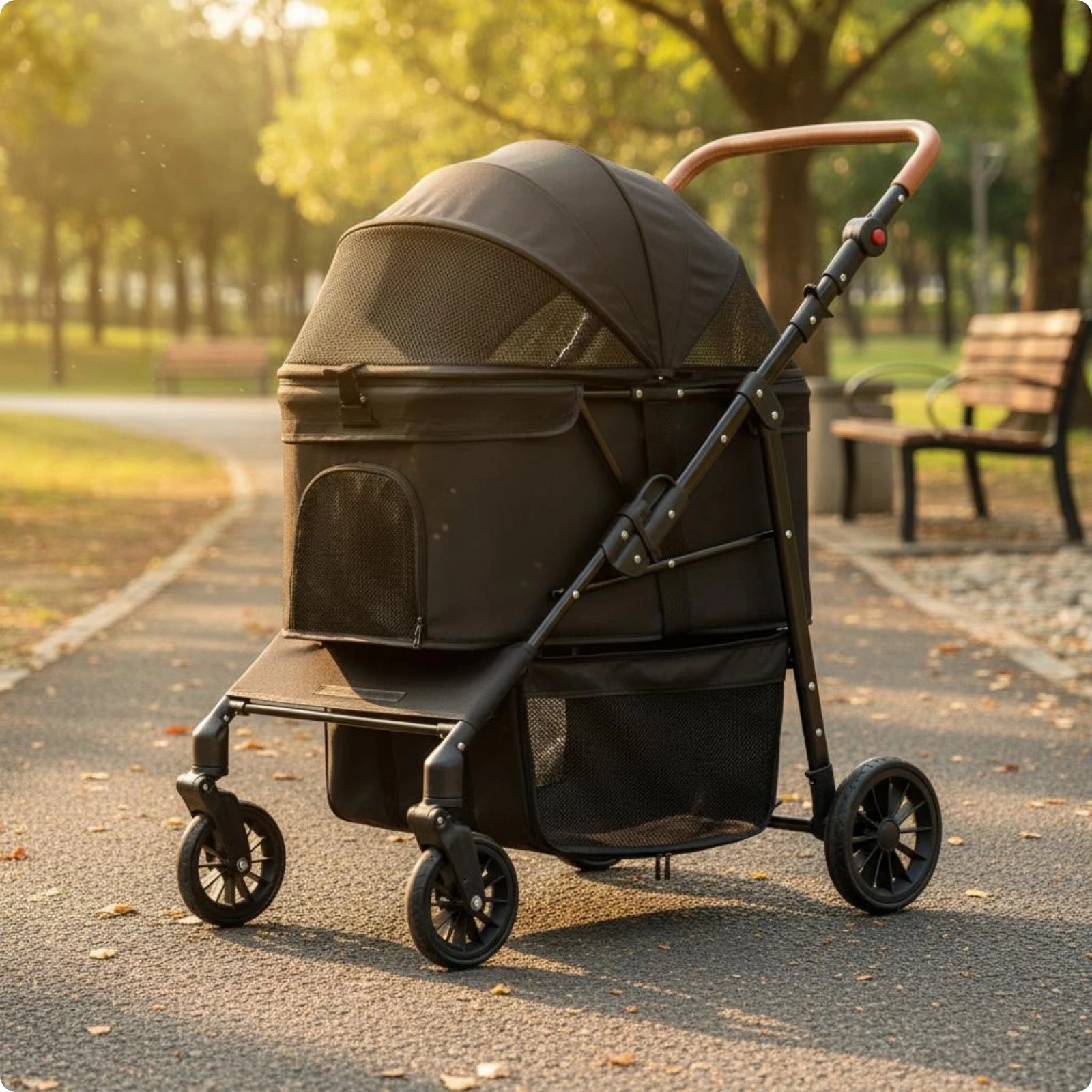 Multi-Function Foldable Large Dog Stroller Wagon with Breathable Mesh & Easy-Clean Design