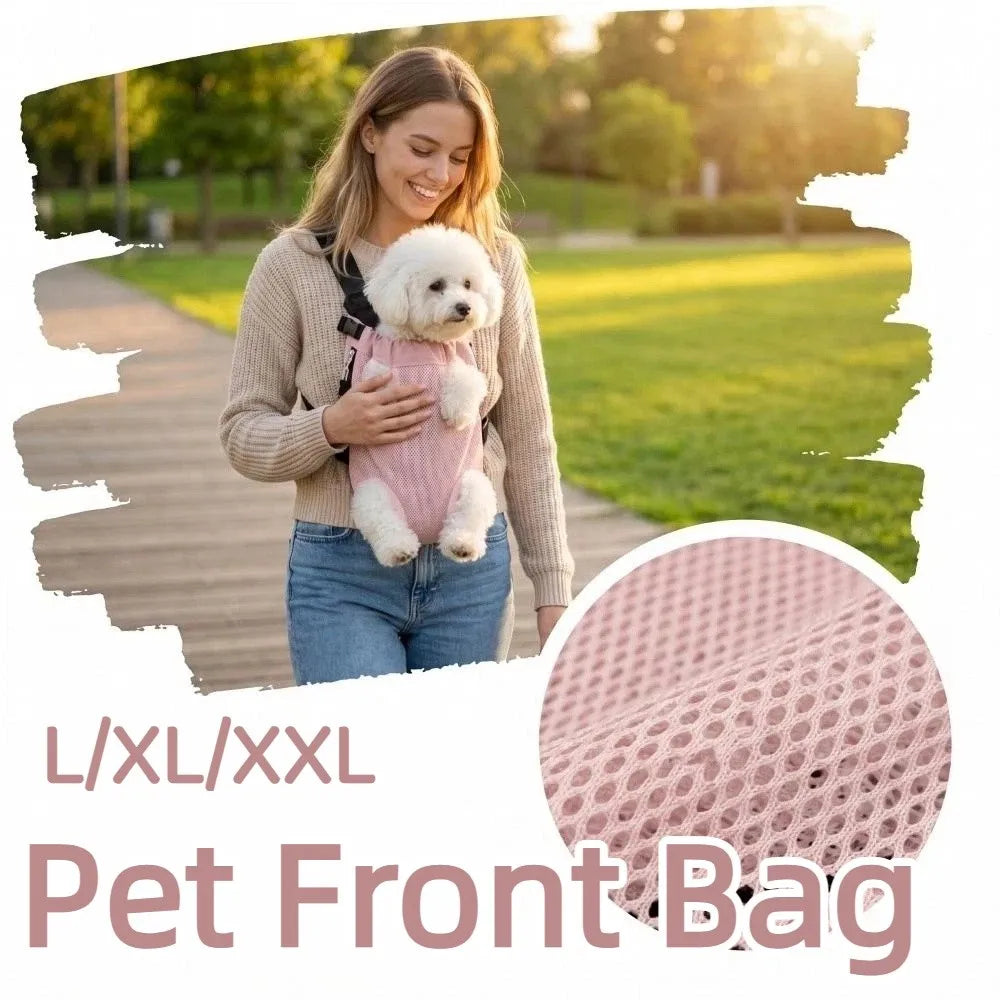 Mesh Double Shoulder Pet Front Backpack (Hands-Free, Lightweight, Breathable)