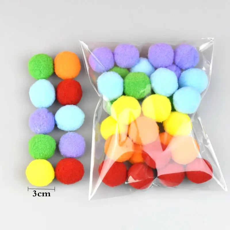 Plush Cat Puff Ball Toys — Soft Stretch Chew & Play Balls, Bulk Packs