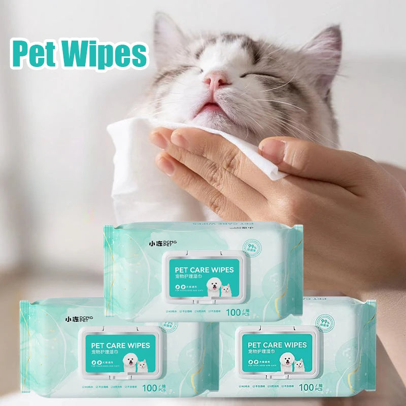 Pet Cleaning Wipes — Gentle Deodorizing Wipes for Paws & Tear Stains, 100-Count